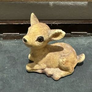 Vintage Flocked Fuzzy Deer figure Laying Fawn